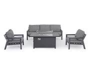 Set 4 Pz Salotto con Cuscino Hendrix Antracite in Alluminio, Acciaio, Vetro e Poliestere