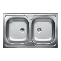 Lavello da cucina due vasche in acciaio inox da appoggio 50x80 cm