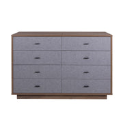 Cassettiera Elegante con 8 Cassetti - Noce/Grigio - 138x89,50x44,40 cm