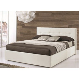 Letto una piazza e mezza con contenitore in ecopelle Bianco NAPOLI 205x140x h105 cm
