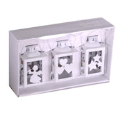 Lanterna metallo natale bianco confezione 3 pezzi quadro cm7,5x7,5h11