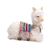 Lama bianco seduto con campanellini cm28x13h29