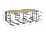 Tavolino metallo legno rettangolare Trellis