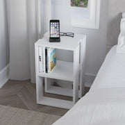 Tavolino comodino Lonie bianco 2 scomparti aperti H 55 x P 30 x L 34 cm
