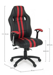 Poltrona ufficio con braccioli Spider rosso in similpelle
