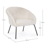 Poltrona metallo velluto bianco Aiko Velvet cm 80 x 76 x 75