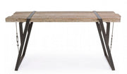 Consolle in acciaio con piano in legno BLOCKS 153x44 h76 cm