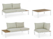 Set da esterno salotto angolare con cuscini bianco Elias