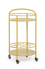 Carrello per bottiglie in acciaio Giallo Ocra