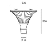 Lampada da esterno in alluminio pressofuso, diffusore trasparente, 60mm di diametro, altezza massima 160mm, IP65 bianco
