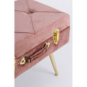Sgabello con contenitore in velluto Rosa Antico POLINA 50x34x h42 cm