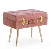 Sgabello con contenitore in velluto Rosa Antico POLINA 50x34x h42 cm