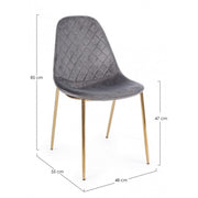 Sedia salotto  in velluto grigio con gambe oro