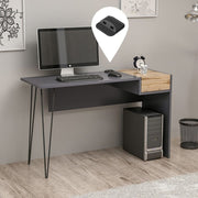 Scrivania Candy antracite noce porte usb 121x45