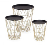 Set 3 tavolino contenitore in metallo stile atmosphere