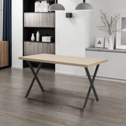 Tavolo rettangolare Bryan rovere gambe incrociate nere 139x80x76