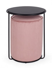 Set combinato moderno tavolino-pouf Annika rosa antico