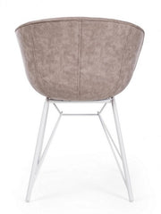 Sedia vintage ecopelle beige bianco Warhol cm 59 x 54,5 x 80