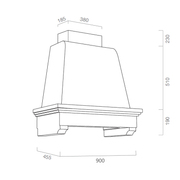 Cappa aspirante MEMORY in acciaio inox silver e cornice in legno bianco frassinato cm 90