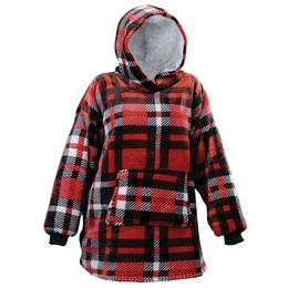 Felpona Pled Colore rosso diamante-nero-bianco taglia unica