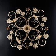 Plafoniera in ferro Avorio decape rose Oro quattro luci 76x67x h17 cm