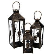 Lanterna metallo 1-3 nero e oro cm 19x19h54/66