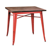 Tavolo ferro bristol top in legno rossocm 70x70h76
