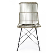 Sedia in stile contemporaneo in acciaio e kubu Grigio LUCILA 45x55x h85 cm