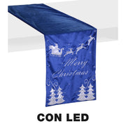 Runner tessuto led con renne blu cm32x182x0,5