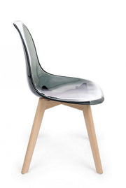 Sedia design policarbonato Easy fume' piedi in legno