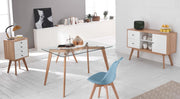 4x Sedie in polipropilene e seduta in similpelle azzurro 48,5x582h cm
