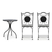 Set da giardino tavolo e 2 sedie con decori in ceramica Huston