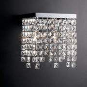 Applique in ottone e ferro Cromato due luci strass quadrati 25x12x h25 cm