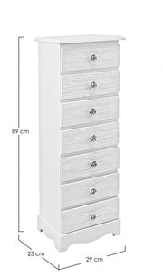Cassettiera legno bianco 7 cassetti Blanc cm 29 x 23 x89
