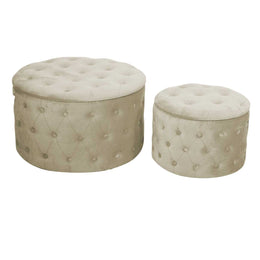 Puff velluto 1-2 crema cm ø70h42