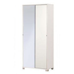 Armadio multiuso due ante scorrevoli con specchio Bianco 82x41x h190 cm