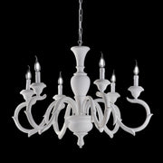 Lampadario in legno Bianco Shabby sei luci 91x h65 cm