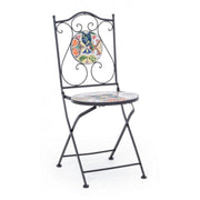 Sedia da giardino esterno in acciaio con ceramica pieghevole iperbriko