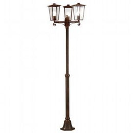 Lampada da terra in alluminio pressofuso con diffusori in vetro trasparente - Altezza max 185mm - IP43 - 3 lampade da 60W ruggine