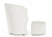 Poltrona in similpelle con pouf estraibile Bianco RITA 64,5x 59,5x h78 cm