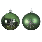 Pallina di Natale colorazione verde vischio assortita con stella in rilievo Ø 8 cm