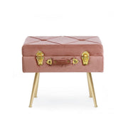 Sgabello con contenitore in velluto Rosa Antico POLINA 50x34x h42 cm