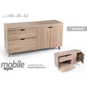 Mobile soggiorno sala basso porta tv cm 140x 38 x 62 h rovere