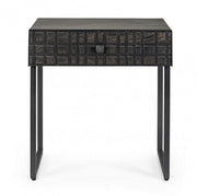 Tavolino nero 1 cassetto in legno stile industriale 50x35x55