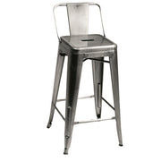 Sgabello industrial Bristol galvanizzato con schienale