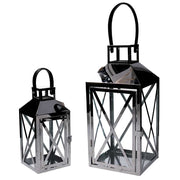 Lanterna metallo 1-2 argento quadro cm19x19h42