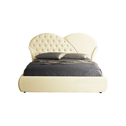 Letto matrimoniale c-contenitore in ecopelle crema 215x220xh.122 cm EFFEZ