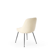 4xSedia in microfibra con seduta bianca e gambe nere 48,5x49x5x80h cm