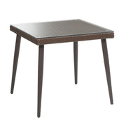 Tavolo Polyrattan Adila quadrato noce con vetro  cm90x90xh77