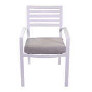 Poltrona alluminio Boston bianco con cuscino grigio